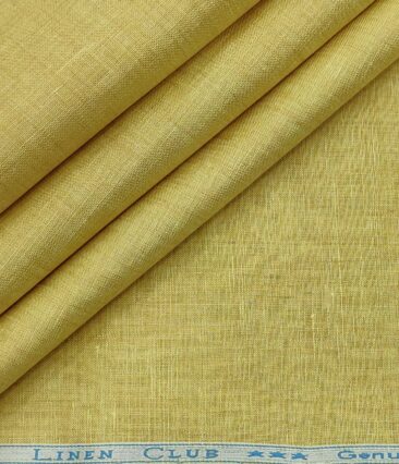 Linen Club Men's Linen 60 LEA Self Design Unstitched Shirting Fabric (Blonde Yellow)