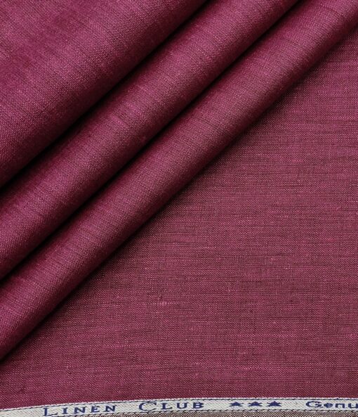 Linen Club Men's Linen 60 LEA Self Design Unstitched Shirting Fabric (Dark Magenta)