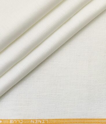 Linen Club Men's Linen 60 LEA Solid Unstitched Shirting Fabric (Milky White)