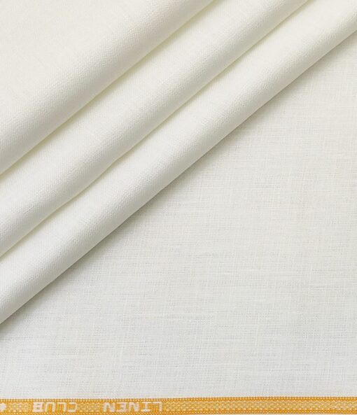 Linen Club Men's Linen 60 LEA Solid Unstitched Shirting Fabric (Milky White)