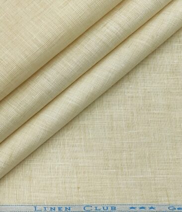 Linen Club Men's Linen 70 LEA Self Design Unstitched Shirting Fabric (Buttermilk Beige)