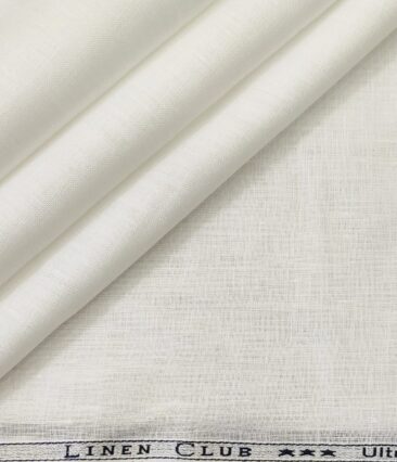 Linen Club Men's Linen 80 LEA Solid Unstitched Shirting Fabric (Milky White)