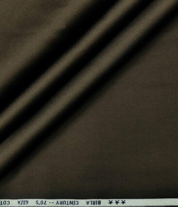 Birla Century Men's 70's Giza Cotton Solids 1.60 Meter Unstitched Shirting Fabric (Dark Brown)