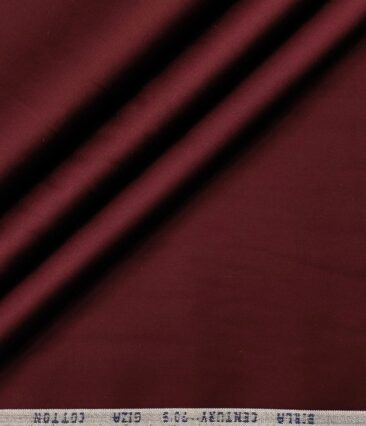 Birla Century Men's 70's Giza Cotton Solids 1.60 Meter Unstitched Shirting Fabric (Dark Wine)