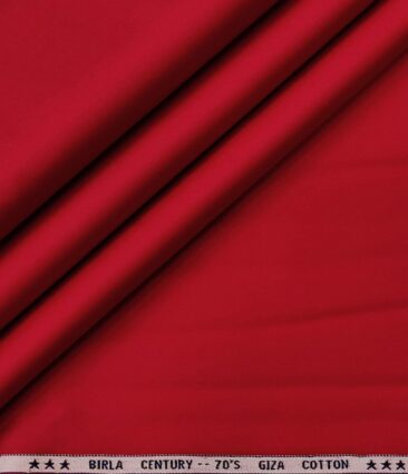 Birla Century Men's 70's Giza Cotton Solids 1.60 Meter Unstitched Shirting Fabric (Red)