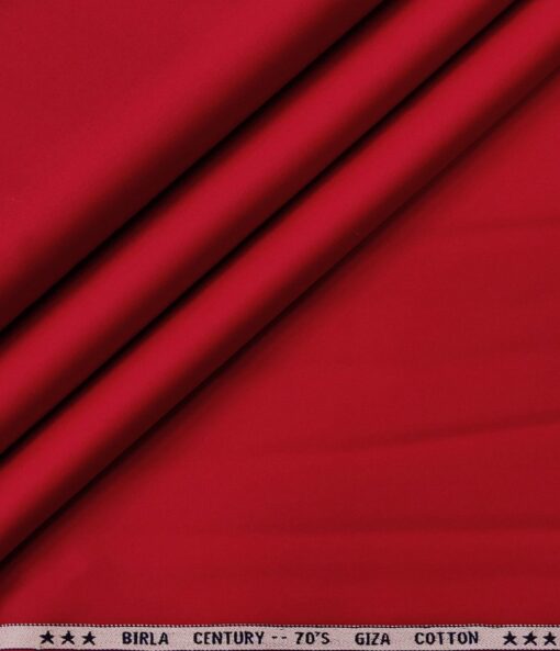 Birla Century Men's 70's Giza Cotton Solids 1.60 Meter Unstitched Shirting Fabric (Red)