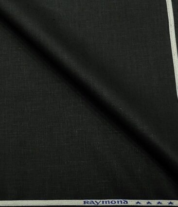 Raymond Men's Linen Solids 3 Meter Unstitched Suiting Fabric (Black)