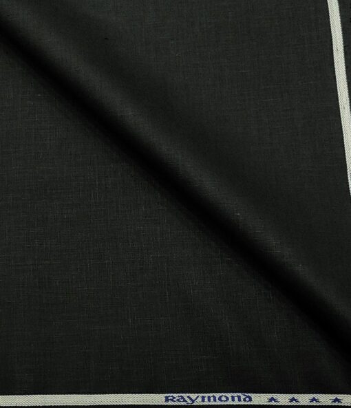 Raymond Men's Linen Solids 3 Meter Unstitched Suiting Fabric (Black)