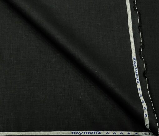 Raymond Men's Linen Solids 3 Meter Unstitched Suiting Fabric (Black)