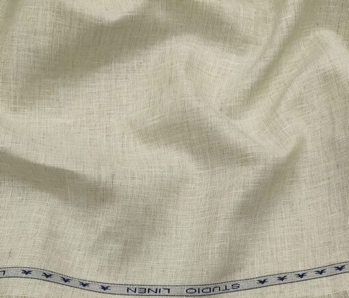 Raymond Men's Linen Self Design 3 Meter Unstitched Suiting Fabric (Creamish Beige)