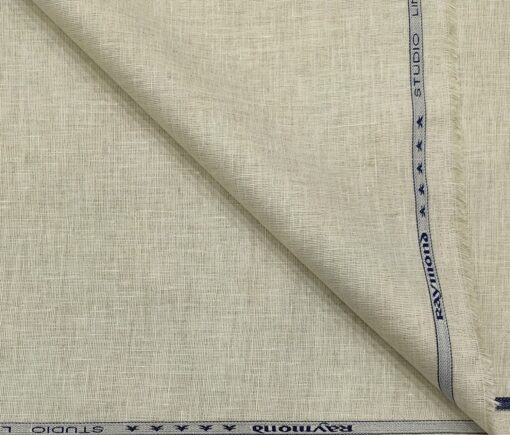 Raymond Men's Linen Self Design 3 Meter Unstitched Suiting Fabric (Creamish Beige)