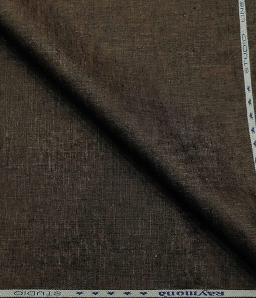 Raymond Men's Linen Self Design 3 Meter Unstitched Suiting Fabric (Dark Brown)