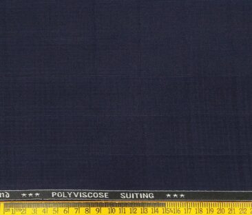 Raymond Men's Poly Viscose Unstitched Self Checks Suiting Fabric (Dark Blue)