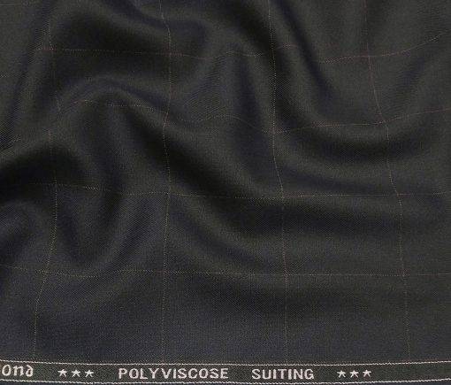 Raymond Men's Terry Rayon Unstitched Mauve Checks Suiting Fabric (Dark Navy Blue)