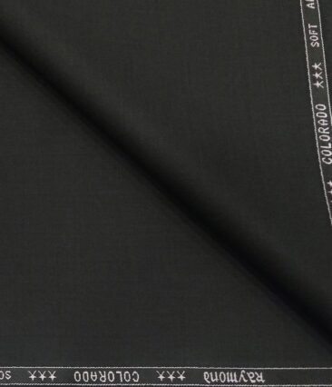 Raymond Men's Poly Viscose Unstitched Solids Suiting Fabric (Jet Black)