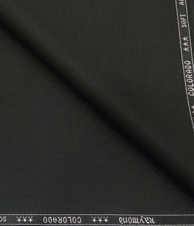 Raymond Men's Poly Viscose Unstitched Solids Suiting Fabric (Jet Black)