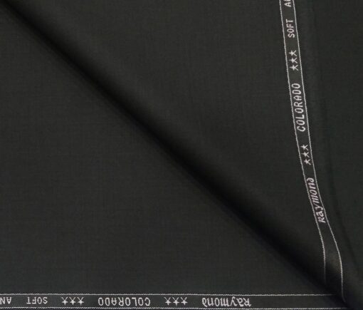 Raymond Men's Poly Viscose Unstitched Solids Suiting Fabric (Jet Black)