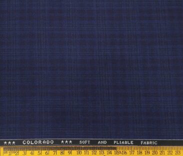 Raymond Men's Poly Viscose Unstitched Self Checks Suiting Fabric (Dark Royal Blue)