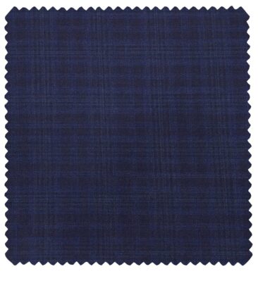 Raymond Men's Poly Viscose Unstitched Self Checks Suiting Fabric (Dark Royal Blue)