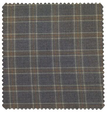 Raymond Men's Poly Viscose Unstitched Brown Checks Suiting Fabric (Purplish Grey)