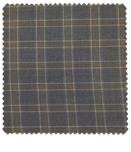 Raymond Men's Poly Viscose Unstitched Brown Checks Suiting Fabric (Purplish Grey)