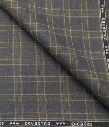 Raymond Men's Poly Viscose Unstitched Brown Checks Suiting Fabric (Purplish Grey)