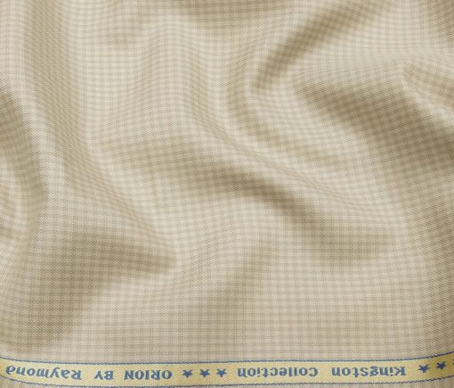 Raymond Men's Poly Viscose Unstitched Micro Checks Suiting Fabric (Beige)