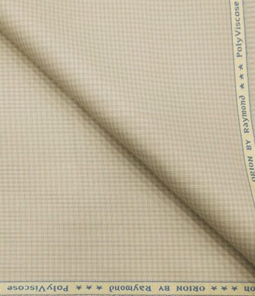 Raymond Men's Poly Viscose Unstitched Micro Checks Suiting Fabric (Beige)