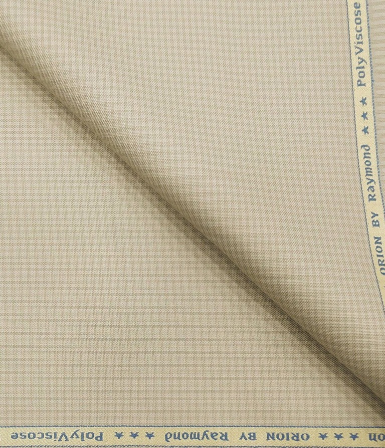 Raymond Men's Poly Viscose Unstitched Micro Checks Suiting Fabric (Beige)