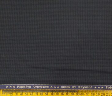Raymond Men's Poly Viscose Unstitched Micro Checks Suiting Fabric (Dark Blue)