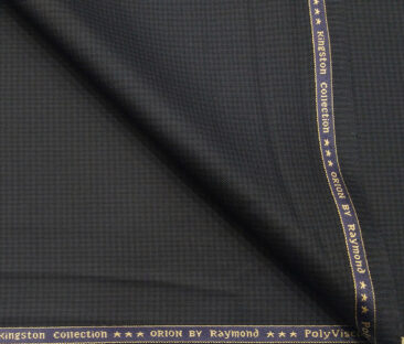 Raymond Men's Poly Viscose Unstitched Micro Checks Suiting Fabric (Dark Blue)