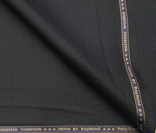 Raymond Men's Poly Viscose Unstitched Micro Checks Suiting Fabric (Dark Blue)