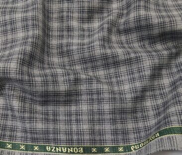 Raymond Men's Poly Viscose Unstitched Checks Suiting Fabric (Grey)