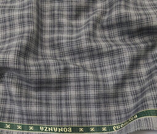 Raymond Men's Poly Viscose Unstitched Checks Suiting Fabric (Grey)
