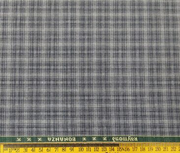 Raymond Men's Poly Viscose Unstitched Checks Suiting Fabric (Grey)