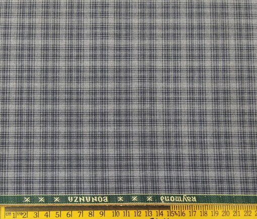 Raymond Men's Poly Viscose Unstitched Checks Suiting Fabric (Grey)