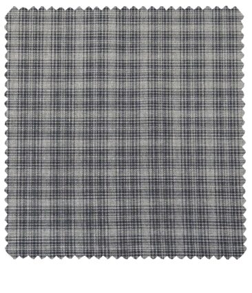 Raymond Men's Poly Viscose Unstitched Checks Suiting Fabric (Grey)