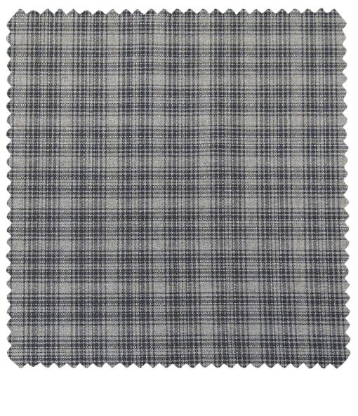 Raymond Men's Poly Viscose Unstitched Checks Suiting Fabric (Grey)