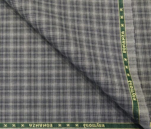 Raymond Men's Poly Viscose Unstitched Checks Suiting Fabric (Grey)