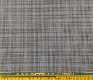 Raymond Men's Poly Viscose Unstitched Checks Suiting Fabric (Grey)