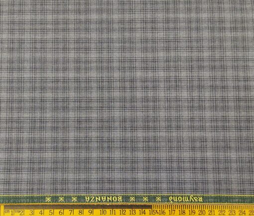 Raymond Men's Poly Viscose Unstitched Checks Suiting Fabric (Grey)