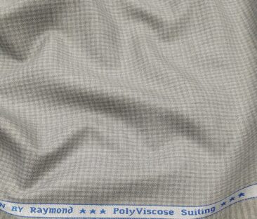 Raymond Men's Poly Viscose Unstitched Micro Checks Suiting Fabric (Light Grey)