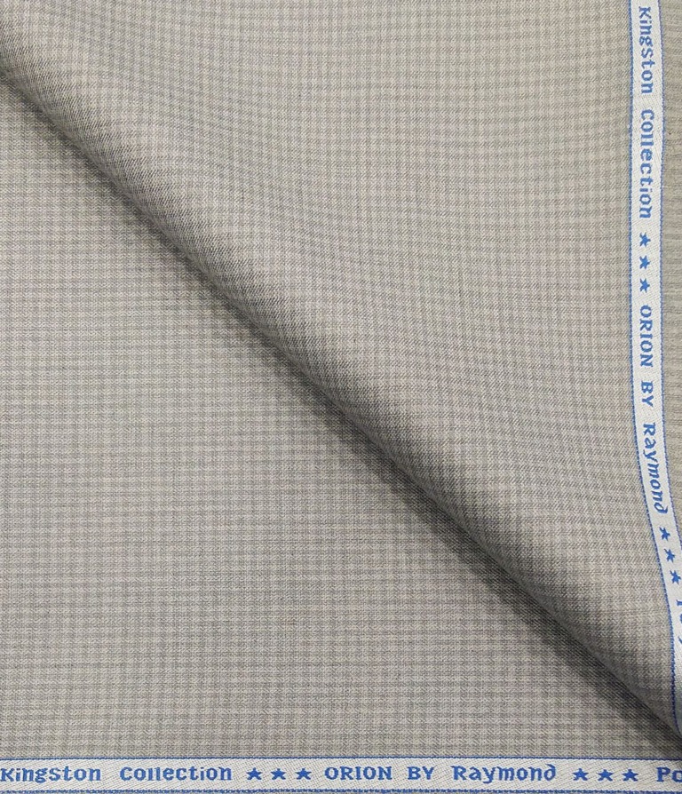 Raymond Men's Poly Viscose Unstitched Micro Checks Suiting Fabric (Light Grey)