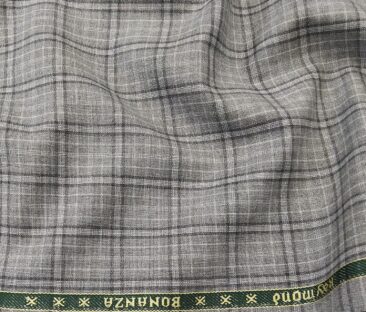 Raymond Men's Poly Viscose Unstitched Checks Suiting Fabric (Light Grey)