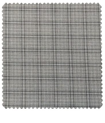 Raymond Men's Poly Viscose Unstitched Checks Suiting Fabric (Light Grey)