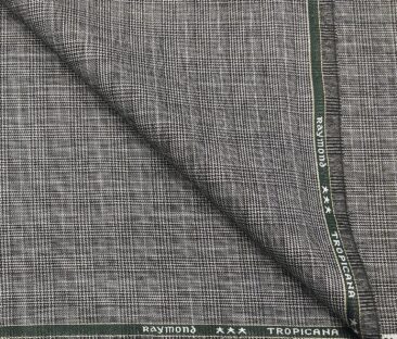 Raymond Men's Poly Viscose Unstitched Black Checks Suiting Fabric (Grey)