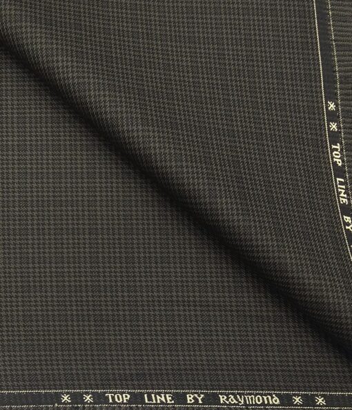 Raymond Men's Poly Viscose Unstitched Houndshooth Cum Checks Suiting Fabric (Dark Brown)