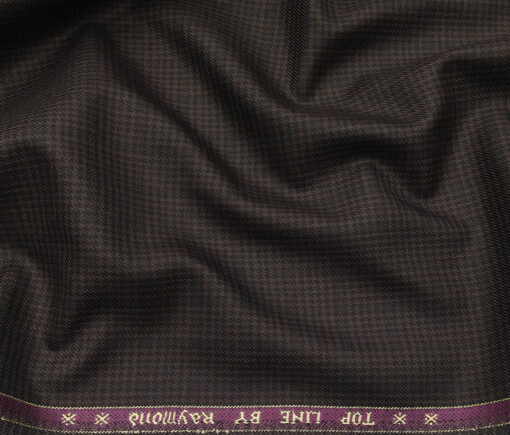 Raymond Men's Poly Viscose Unstitched Houndshooth Cum Checks Suiting Fabric (Dark Wine)