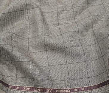 Raymond Men's Poly Viscose Unstitched Structured Cum Black Checks Suiting Fabric (Light Grey)
