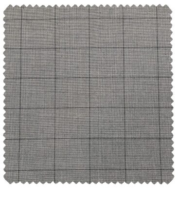 Raymond Men's Poly Viscose Unstitched Structured Cum Black Checks Suiting Fabric (Light Grey)